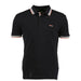 Black Hugo Boss polo shirt with striped collar and cuffs in 100% cotton fabric