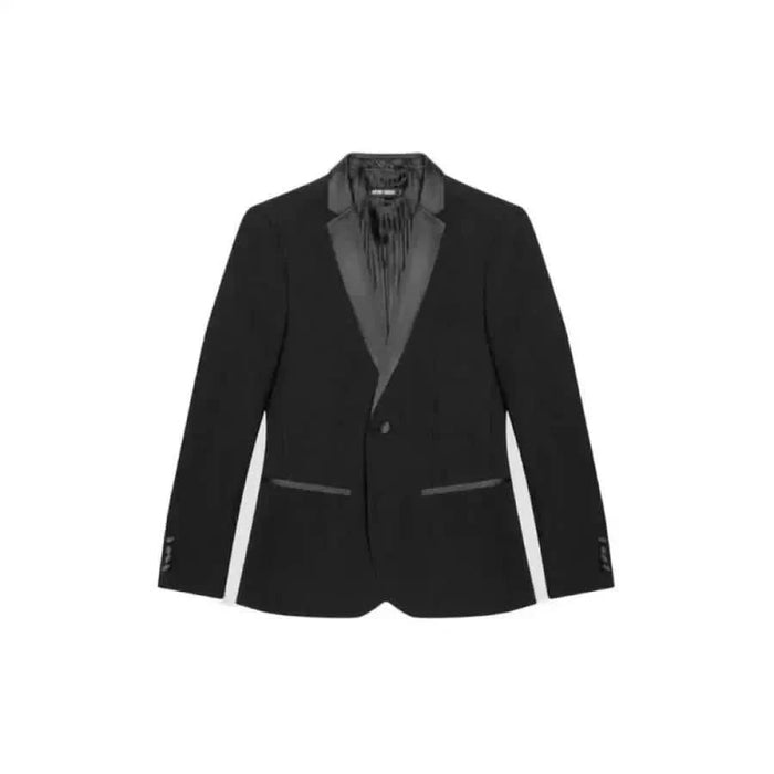 Antony Morato Men Blazer in urban style clothing, black jacket with white stripe on lapel