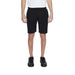 Emporio Armani Men’s Black Knee-Length Shorts worn with White Shirt and Black Shoes