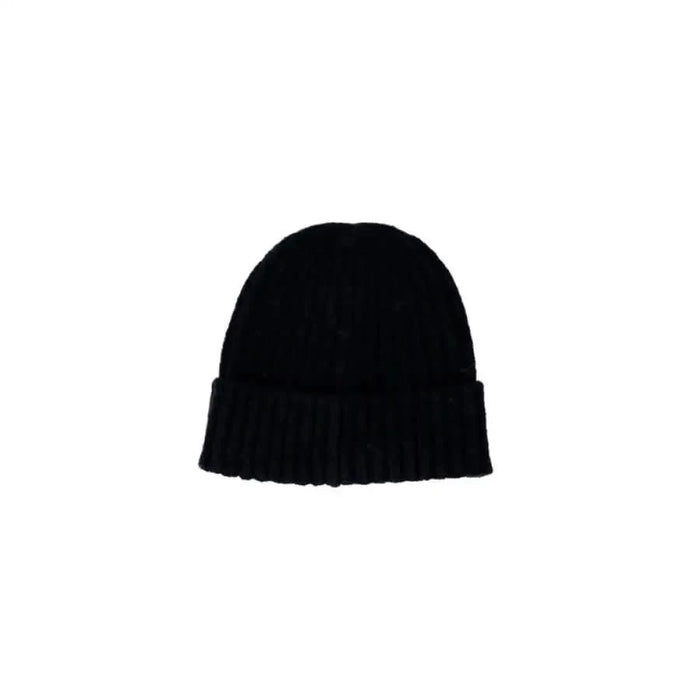 Black knit beanie hat with folded brim from Antony Morato Men Cap collection