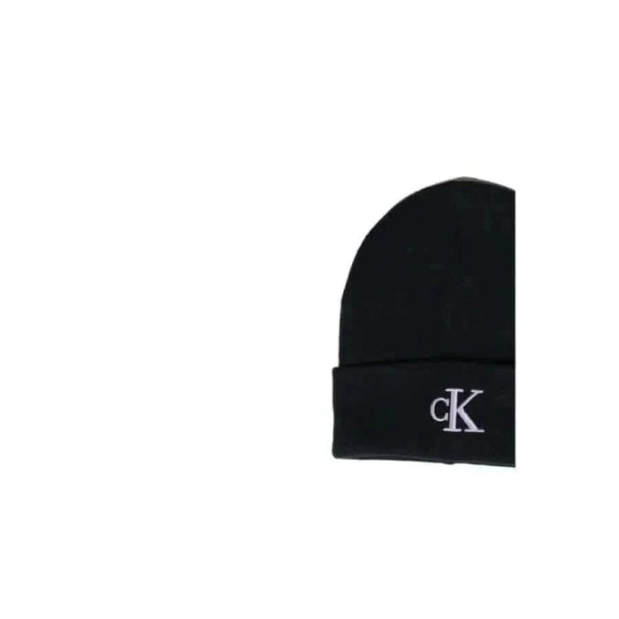 Black knit beanie with ’cK’ logo on cuff, Calvin Klein Women’s Cap