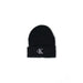 Calvin Klein black knit beanie with ’CK’ logo on folded brim for women