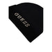 Black knit beanie hat with GUESS embroidered in white for Guess Women Cap