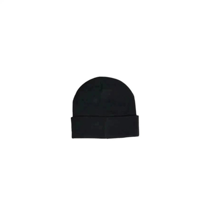 Black knit beanie hat with folded brim from the Icon Men Cap collection