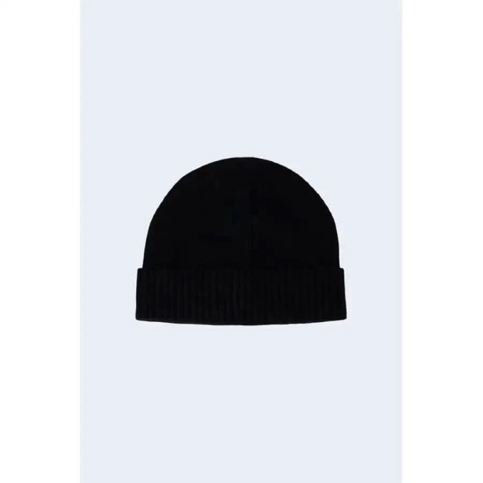 Black knit beanie hat with a folded brim from Peuterey Women Cap collection