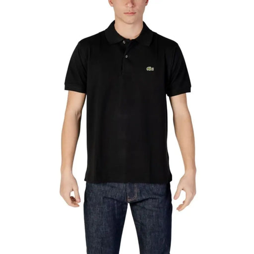 Black Lacoste Men’s Cotton Polo Shirt showcasing a classic and stylish design