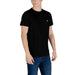 Black Lacoste Men Short Round Neck T-Shirt displayed on a neutral background