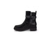 Black leather ankle boot with chunky sole and decorative strap from Guess Women Boots