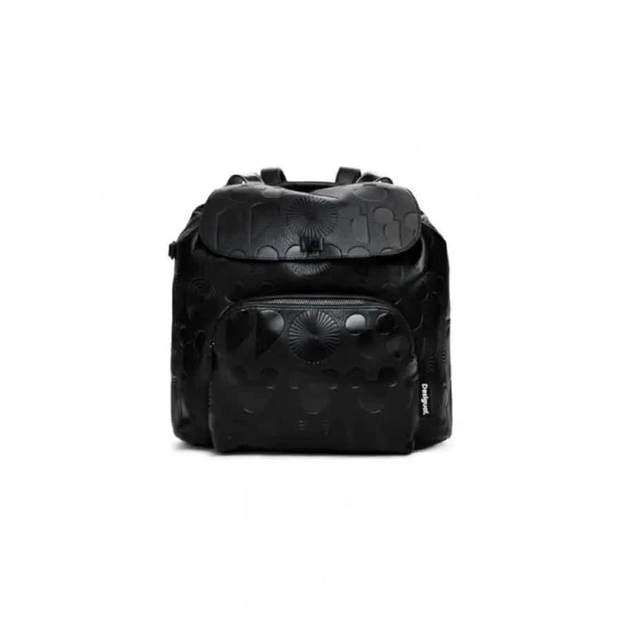 Black leather Desigual women bag with multiple pockets and adjustable straps