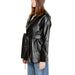 Black leather belted jacket with wide collar, Only - Only Women Jacket