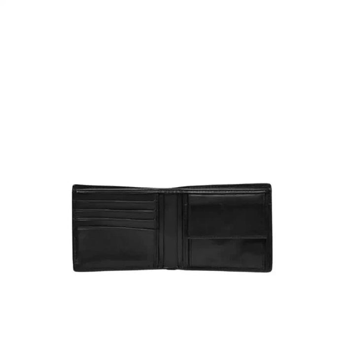 Black leather bifold wallet by Tommy Hilfiger showcasing card slots and compartments