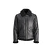 Black leather bomber jacket with shearling collar by Jack & Jones for men