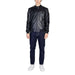 Black leather bomber jacket with ribbed collar and cuffs from Peuterey Men Jacket