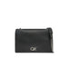 Black leather Calvin Klein handbag with silver logo and chain strap for women