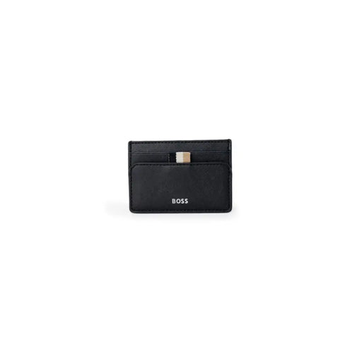 Black leather card holder from Boss Men Fall Winter Black Polyamide Wallet collection