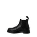 Black leather Chelsea boot with elastic side panels and chunky sole by Dr. Martens