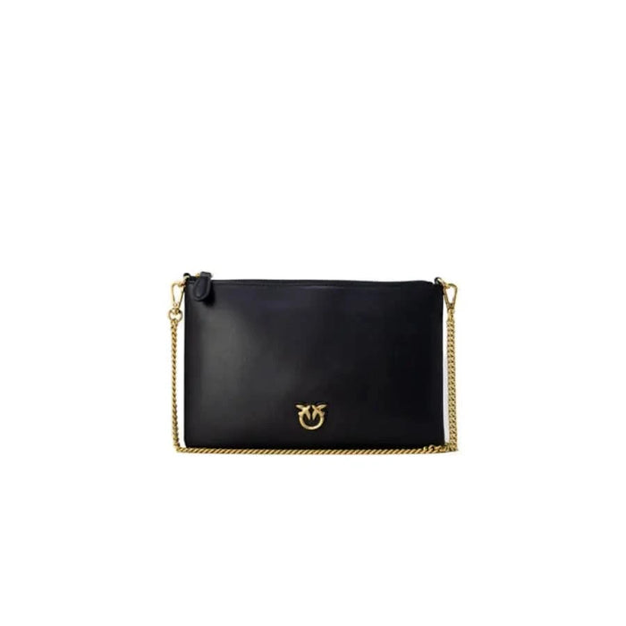 Black leather clutch purse with gold chain strap from Pinko Women Bag collection