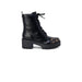 Guess Women’s Slip On Black Leather Combat Boot with Chunky Sole and Decorative Toe Cap