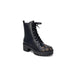 Guess Women Slip On Shoes: Black leather combat boot with patterned toe cap and chunky sole