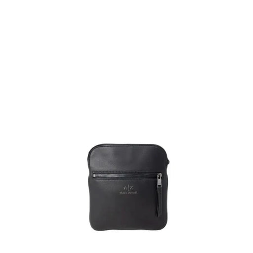 Black leather crossbody bag with zippered pocket from Armani Exchange Men Bag collection