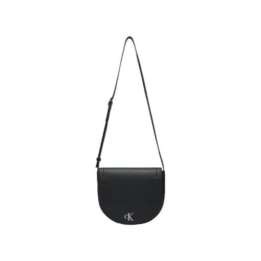 Black leather crossbody handbag featuring Calvin Klein logo from Calvin Klein Jeans Women’s Bag