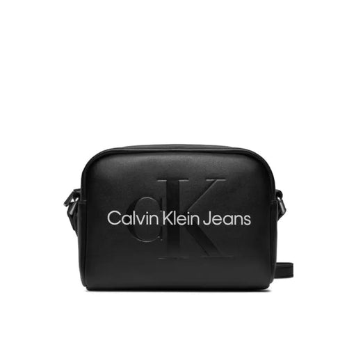 Black leather crossbody bag featuring Calvin Klein Jeans branding for Women Bag