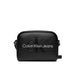 Black leather crossbody bag featuring Calvin Klein Jeans branding for Women Bag