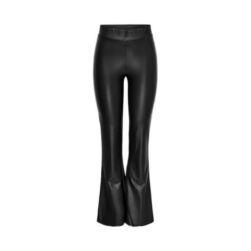 Black leather flared pants from Only - Only Women Trousers collection