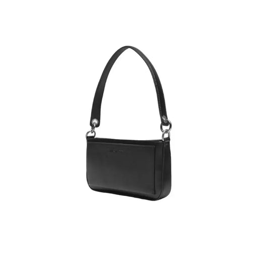 Black leather handbag with curved handle from Calvin Klein Jeans Women’s collection