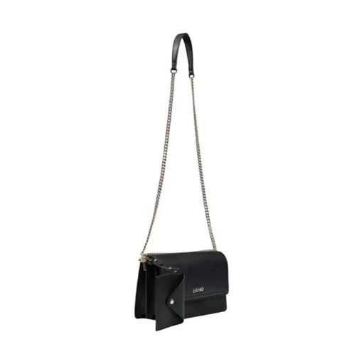 Black leather handbag with silver chain strap from Liu Jo Women Bag collection