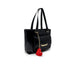 Black leather handbag with red heart charm from Love Moschino Women Bag collection