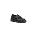 Tommy Hilfiger Women’s Black Leather Loafer with Chunky Sole and Metal Logo Detail