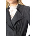 Women’s Black Blazer with Zip and Lapel Collar featuring a stylish Black Leather Moto Jacket