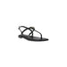 Black leather sandal with ankle strap from Guess featuring a bow and buckle design