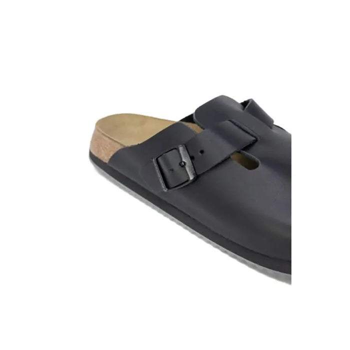 Black leather slip-on sandal with buckle strap by Birkenstock - Women Sandals