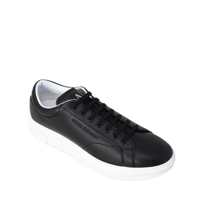 Black leather sneaker with white sole and laces from Armani Exchange Men Sneakers