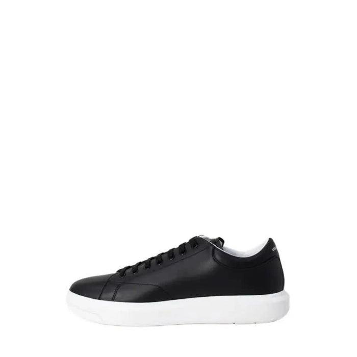 Black leather sneaker with white sole and laces from Armani Exchange Men Sneakers