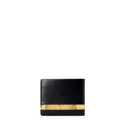 Alviero Martini Prima Classe Men’s Black Leather Wallet with Gold Accent for Fall Winter