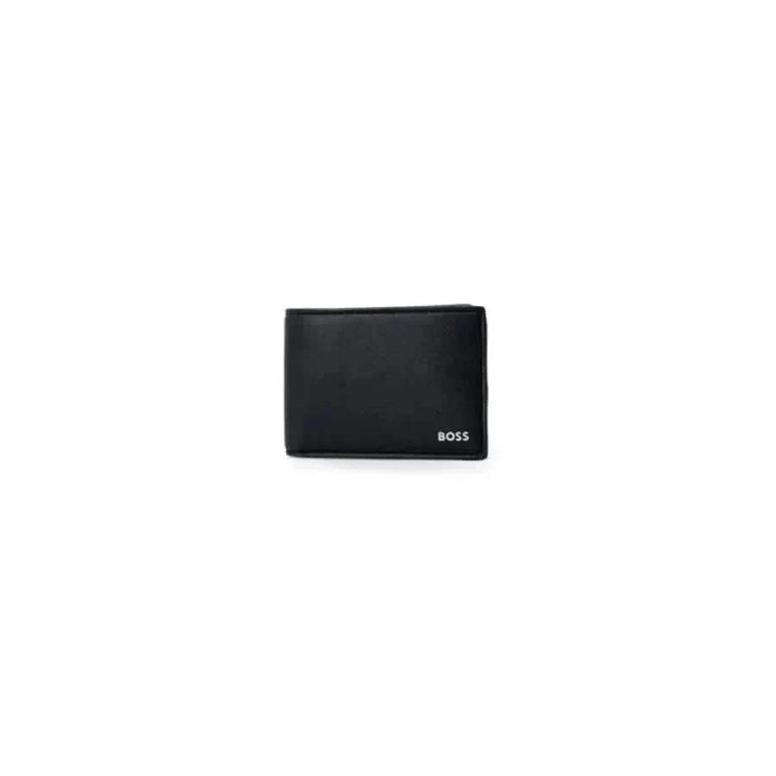 Black leather wallet featuring BOSS branding from the Boss Men Wallet collection