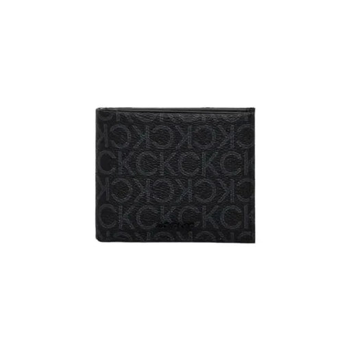 Black leather wallet with embossed monogram pattern from Calvin Klein Men Wallet