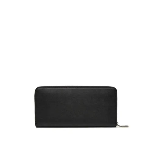 Black leather zip-around wallet with minimalist design by Calvin Klein Jeans