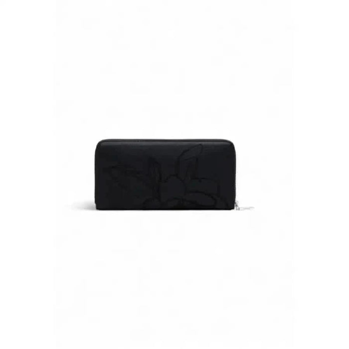 Black leather zip-around wallet or clutch purse by Desigual for women