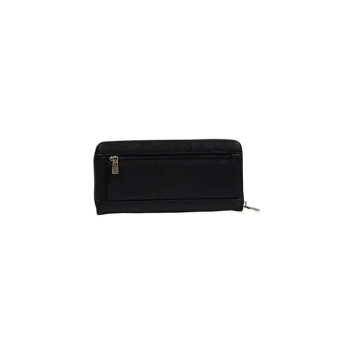 Black leather zip-around wallet with exterior pocket from Guess Women Wallet collection