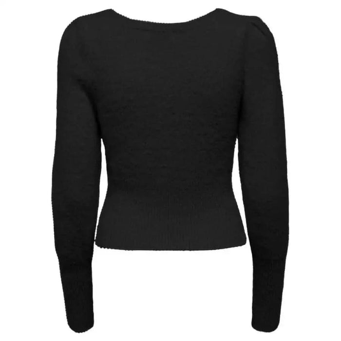 Black long-sleeved knit sweater with round neckline from Only Women Knitwear