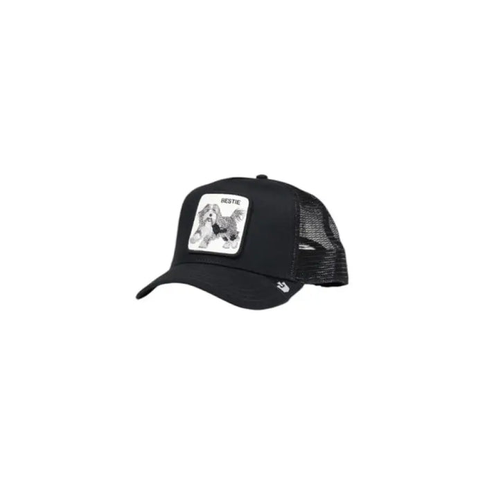 Black mesh trucker cap with white animal patch from Goorin Bros for men