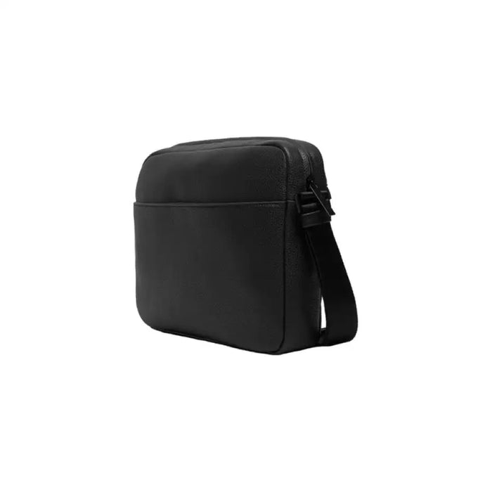 Black Calvin Klein messenger bag featuring a stylish shoulder strap for men