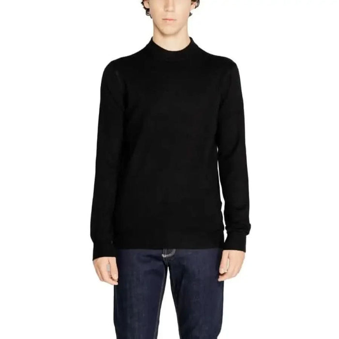 Black mock neck sweater with long sleeves from Antony Morato Men Knitwear collection