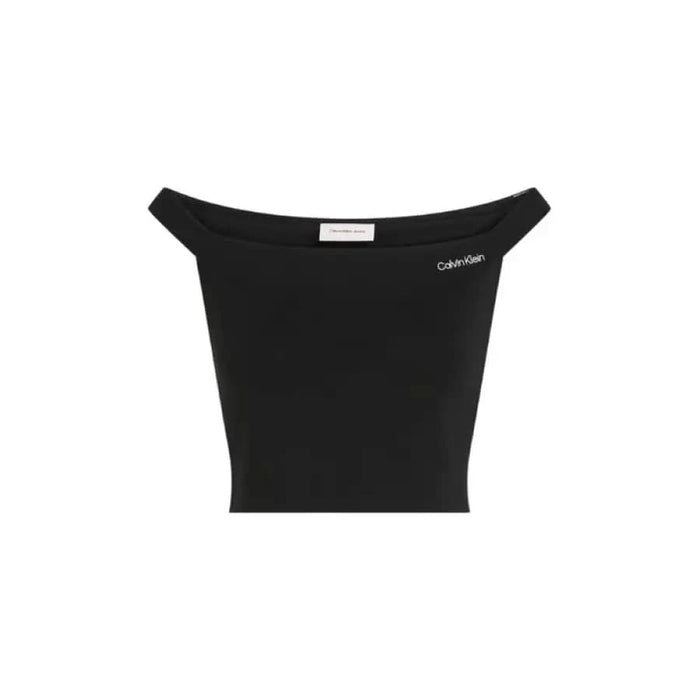 Black off-shoulder Calvin Klein crop top featured in Calvin Klein Jeans women’s collection