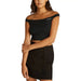 Black off-shoulder crop top with button-front mini skirt by Calvin Klein Jeans