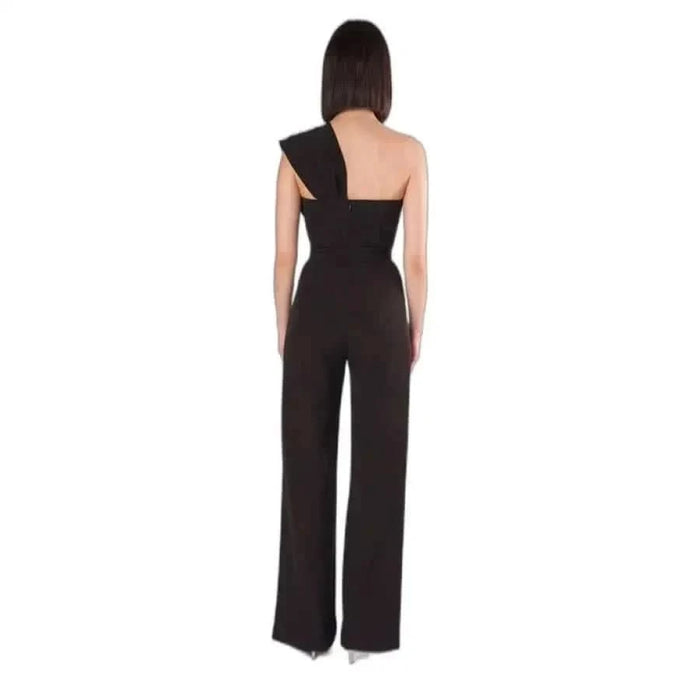 Silence - Silence Women Black One-Shoulder Jumpsuit with Wide-Leg Pants